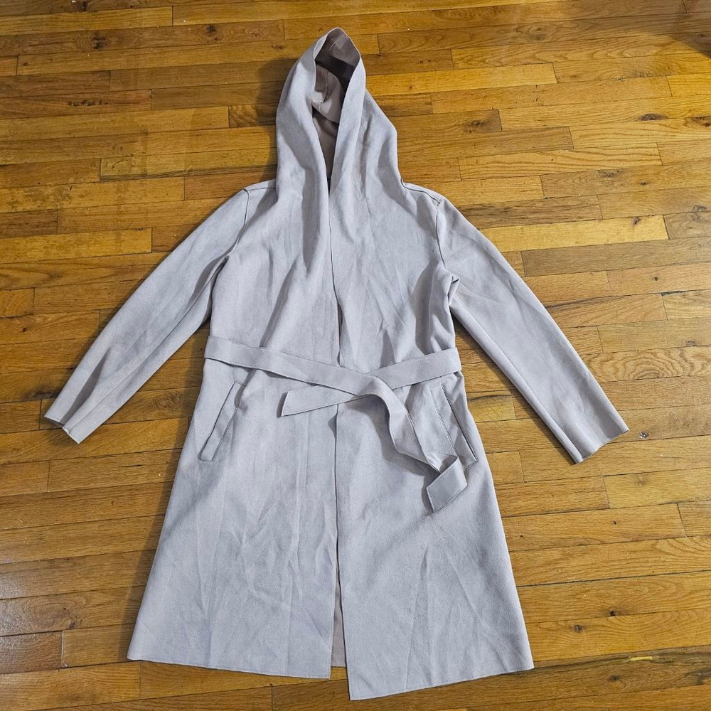 Zara Rose Faux Suede Belted Hooded Trench Jacket Size Small